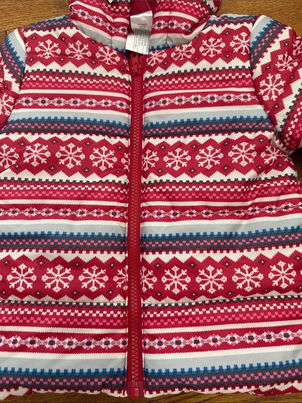 GYMBOREE Girl's Puffer Jacket- Fair Isle Snowflake Pattern Red sz xs (4)  NWTs